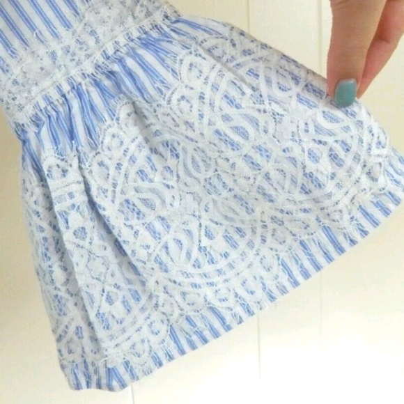 Zara Woman Striped Lace Trim Bell Sleeve Top - Picture 4 of 5